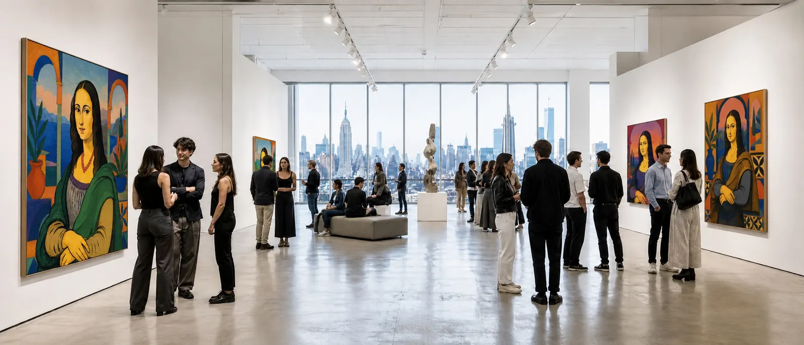 A room at 1K Gallery hung with works from the Fauvist Mona Lisa collection